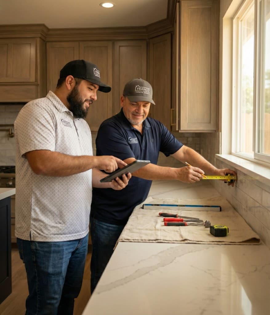 Carlos and Cristian Franco working together on a kitchen remodel in Lincoln, California